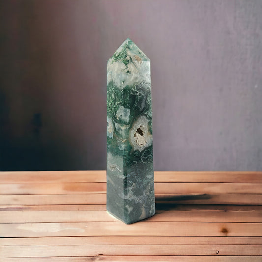 Small Moss Agate Tower