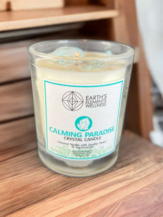 "Calming Paradise" Crystal Candle