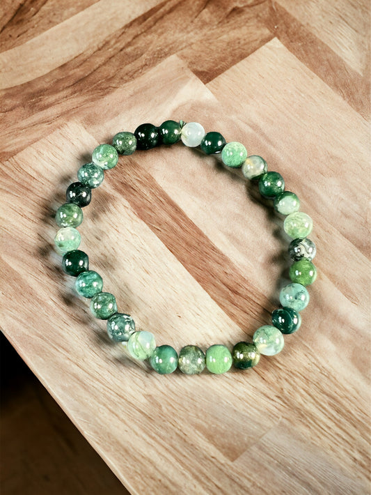 Moss Agate Bracelet 6mm