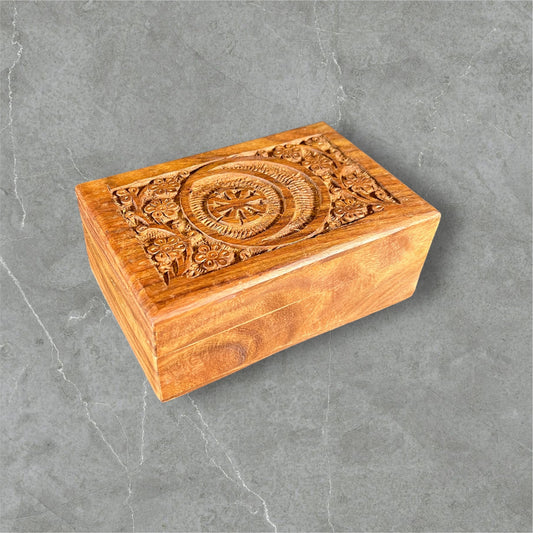 4"x6" Seax Wicca Symbol Carved Wooden Box