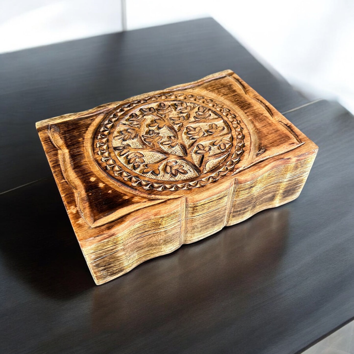 6"x9" Tree Of Life Carved Wooden Box