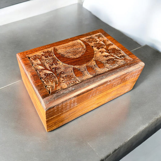 4"x6" Blessing Symbol Carved Wooden Box