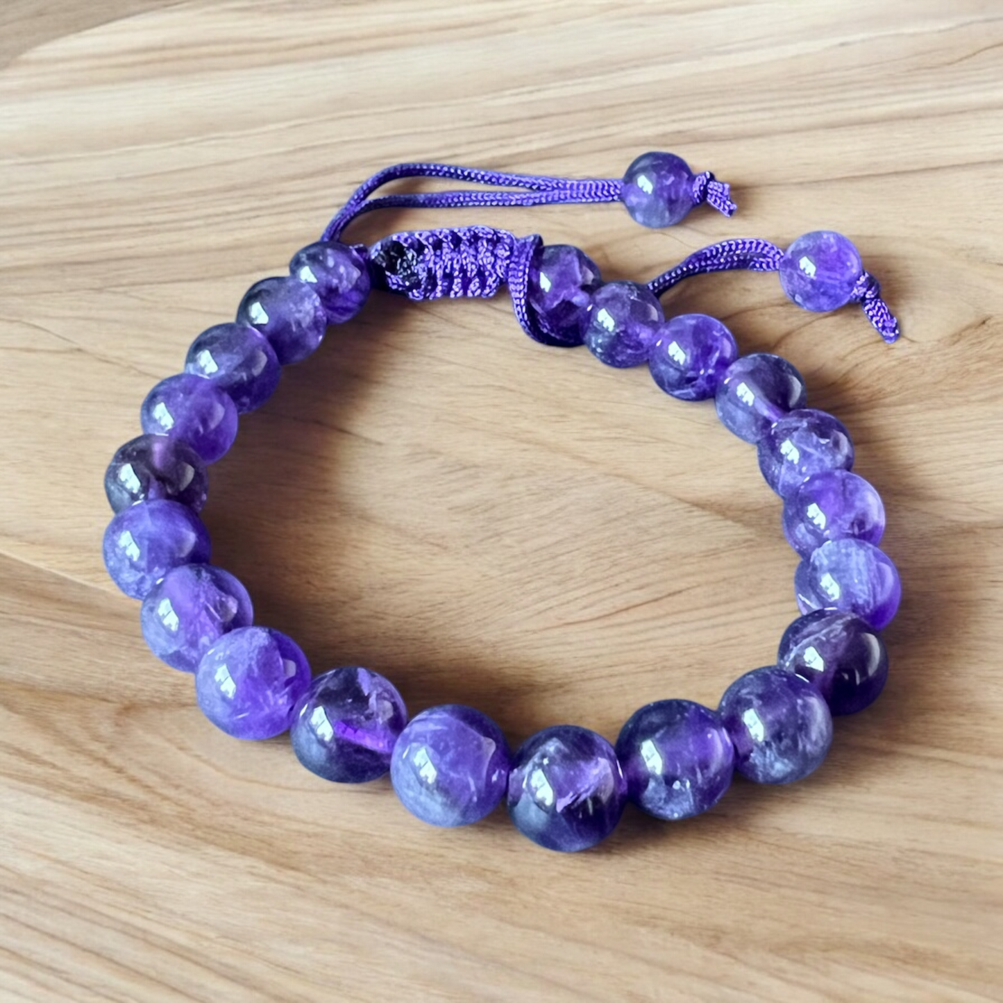 Amethyst Bracelet 8MM Adjustable