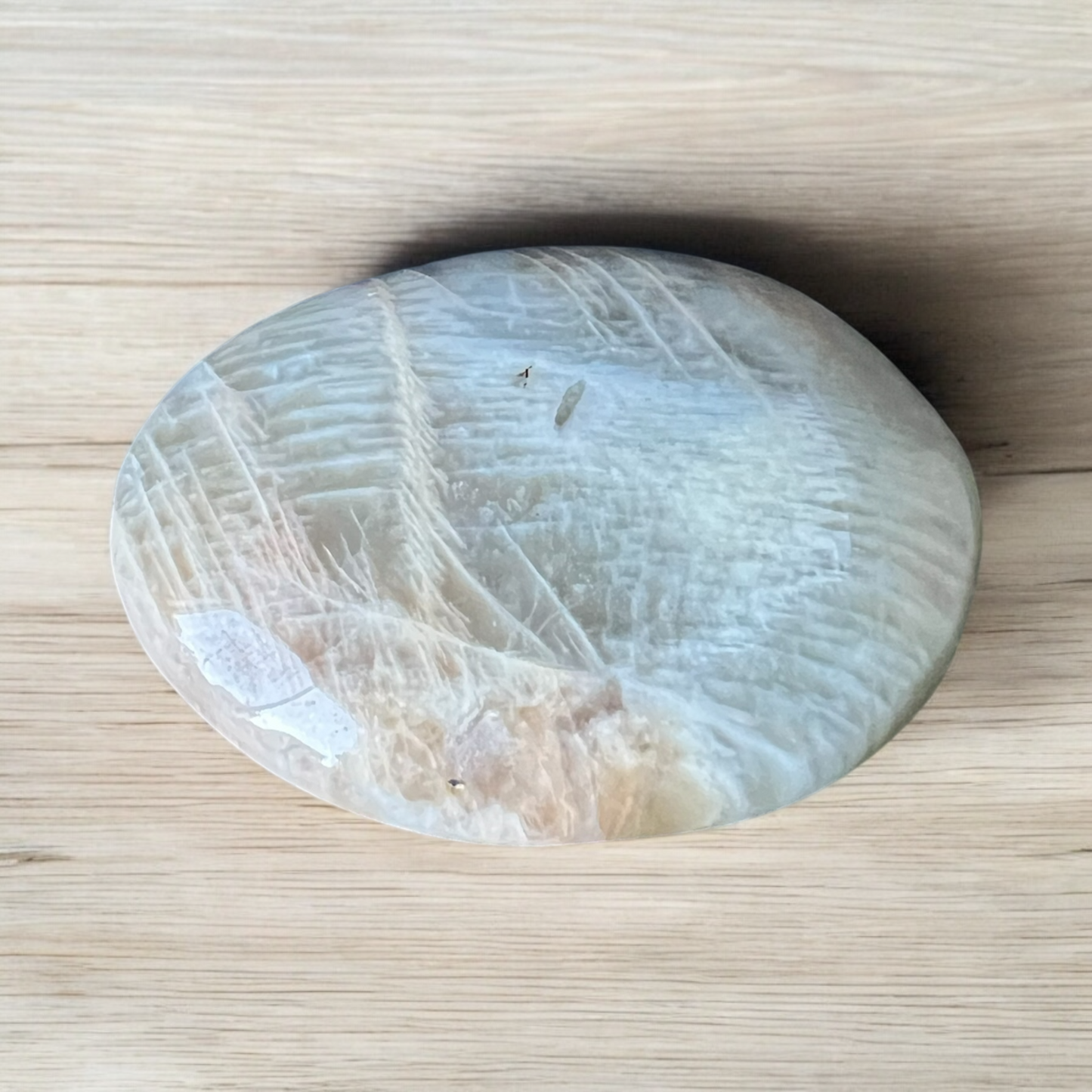 Peach Moonstone Palm Stone