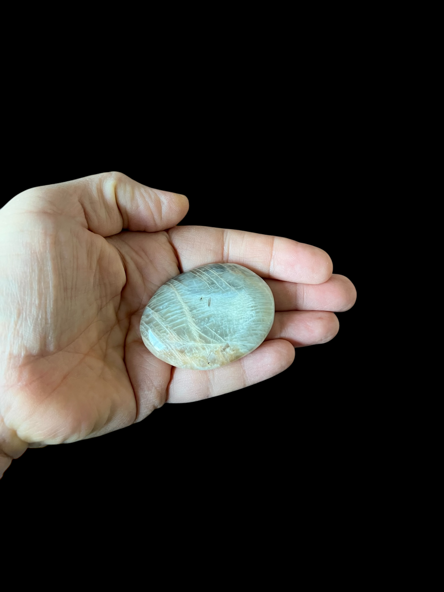 Peach Moonstone Palm Stone