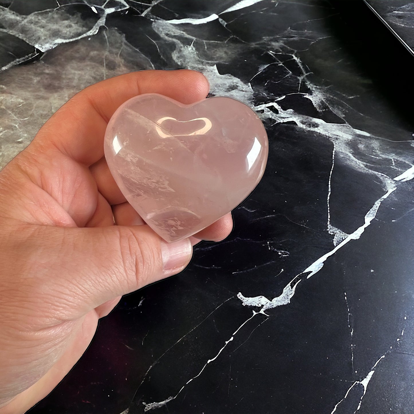 Rose Quartz Heart Palm Stone