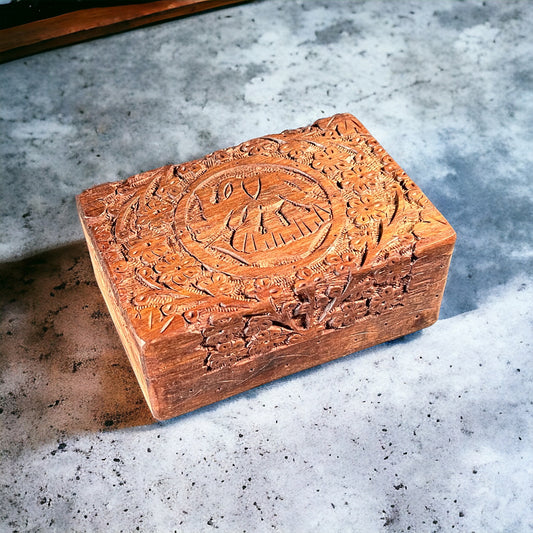 4"x6" Carved Wooden Box Elephant