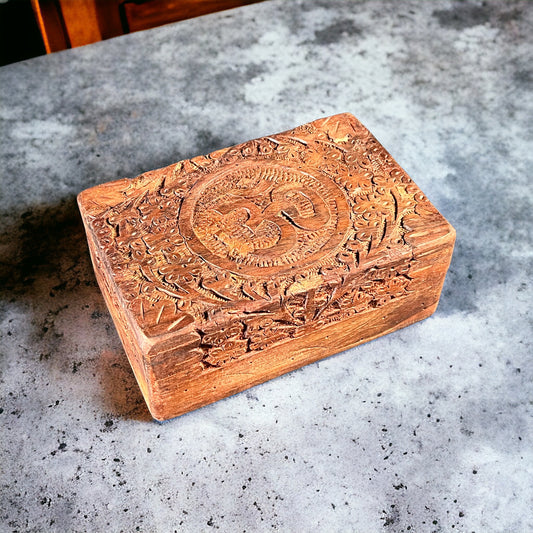 4"x6" Carved wooden Box OM