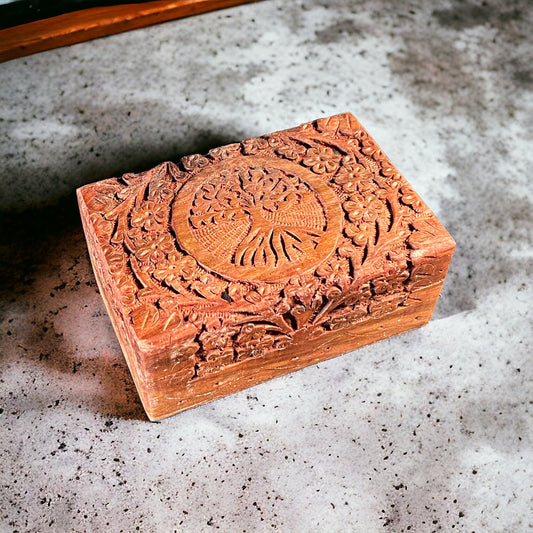 4"x6" Carved Wooden Box Tree of Life